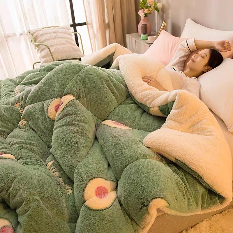 

Winter thicken cashmere quilt 6kg spring autumn comforter home super warm blanket universal quilt super thick double core, Color-1