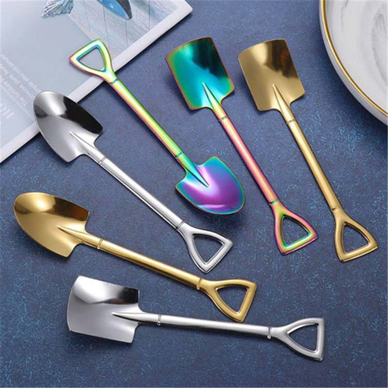 

6PCS Coffee Spoon Scoop Cutlery Set Stainless Steel Retro Iron Shovel Ice Cream Creative Tea-spoon Fashion Tableware FY5086