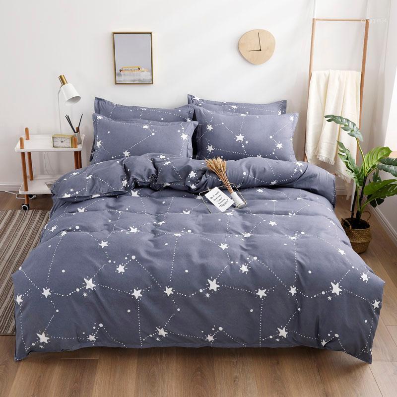 

Europe Simple Bedding Set Duvet Cover Sheet Pillowcase Blue Solid Pure Color Bed Linen 180x220cm Full Size Constellation Pattern1, Dyyg