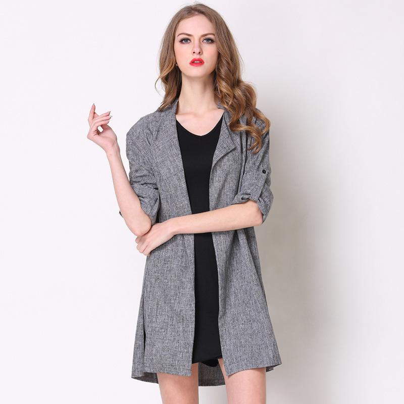 

Trench Coat Lycra Real New Arrival Casaco Feminino 2020 Spring And Autumn Leisure Joker Fund Loose Coat Long Sleeve Windbreaker, Dark grey
