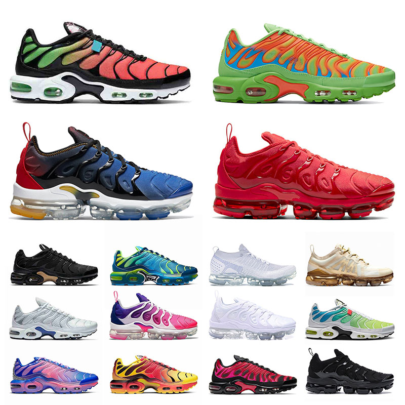 

original tn plus big size us 13 tns moc mens womens running shoes triple black all white rainbow hyper blue sports sneakers trainers
