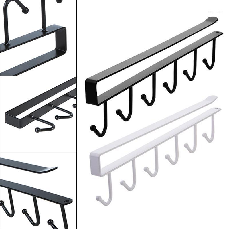 

6 Hooks Cup Holder Hang Kitchen Cabinet Under Shelf Storage Rack Organiser Hook1