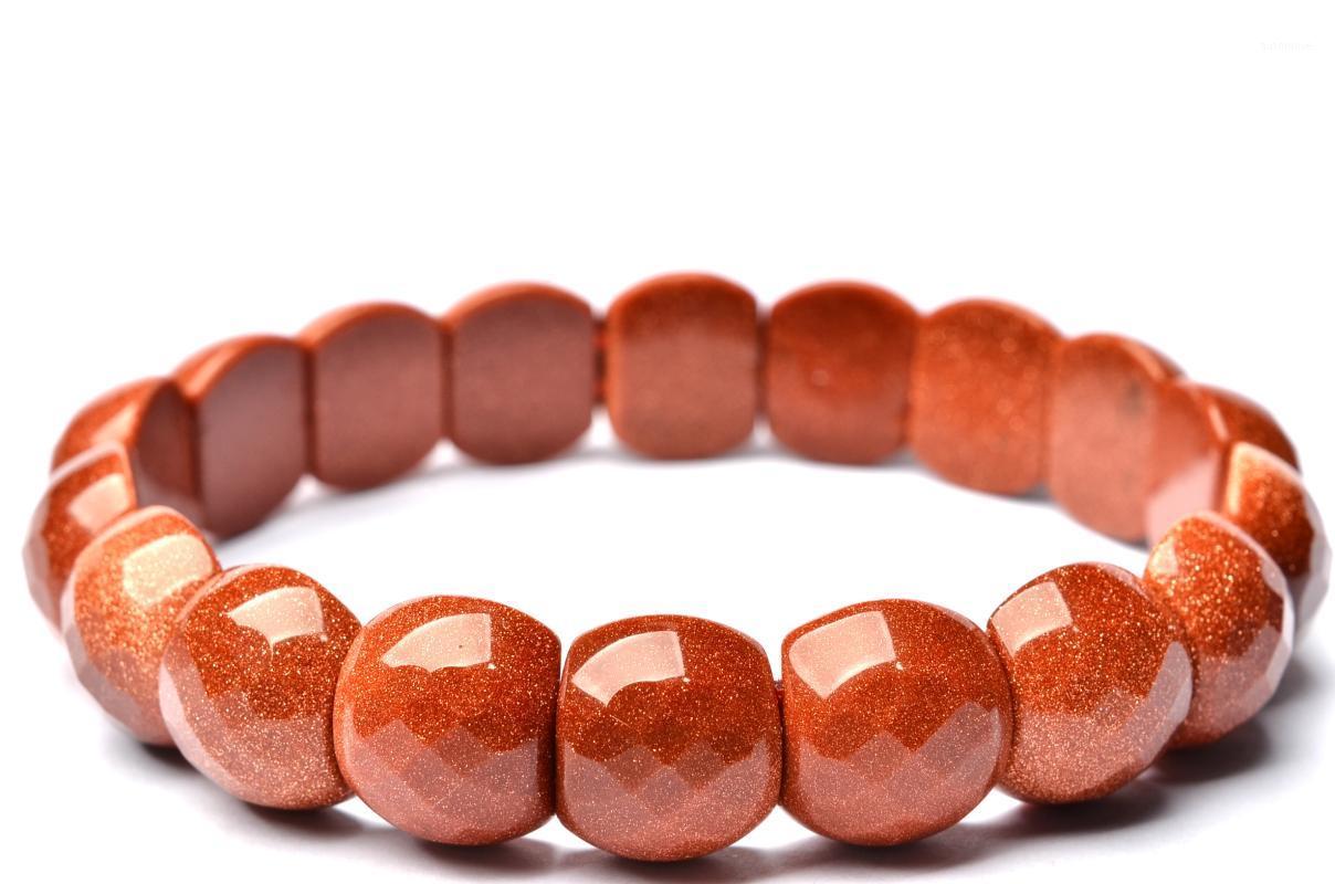 

Natural gold stone Bracelets Geometry Long Beaded/Stone Bracelet Elastic Bangle1