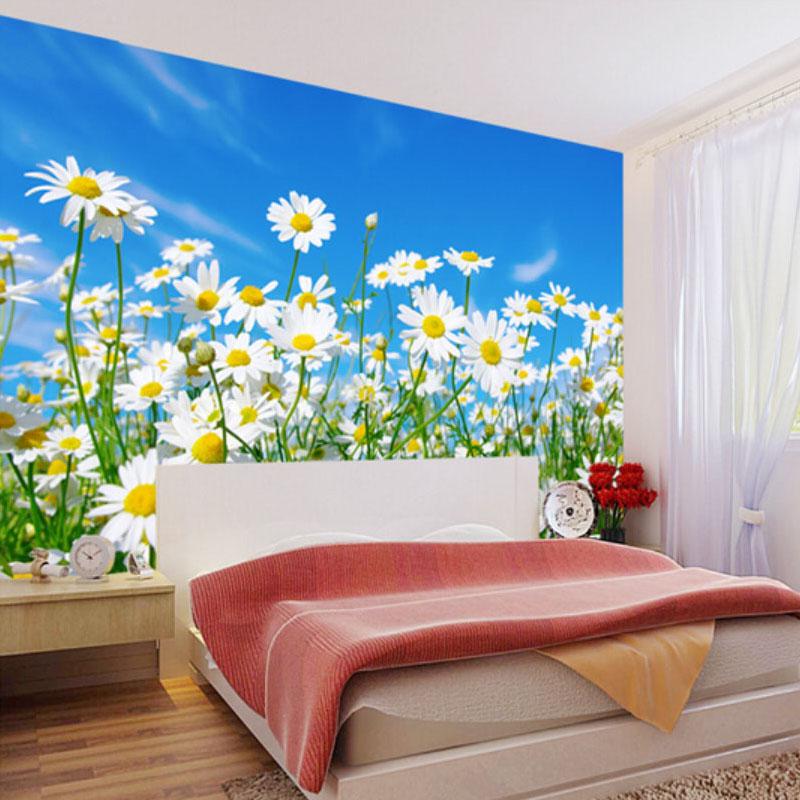 

Papel De Parede 3D Paisagem Custom Beautiful Flowers Photo Mural Wallpaper Living Room Moisture-Proof Eco-Friendly 3D Home Decor, Fiber canvas