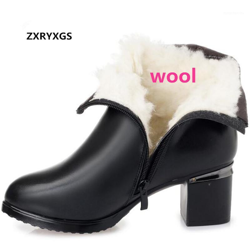

Large Size Winter Women's Booties Warm Plush / Wool Boots Snow Boots Rhinestone High-heels Genuine Leather Women1, Inside wool 002