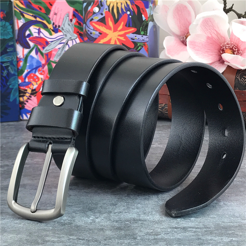 

Metal Portrait Fixed of Solid Leather Belt From Grey Jeans Vintage Belts To Men Ceinture Homme MBT0487 K70S, Black