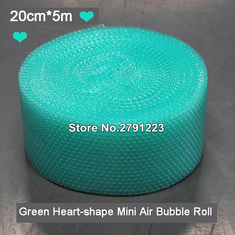

20cmx5m Green Heart-shape Mini Air Bubble Roll Party Favors And Gifts Packing Foam Roll Wedding Decoration Emballage Bulle Warp