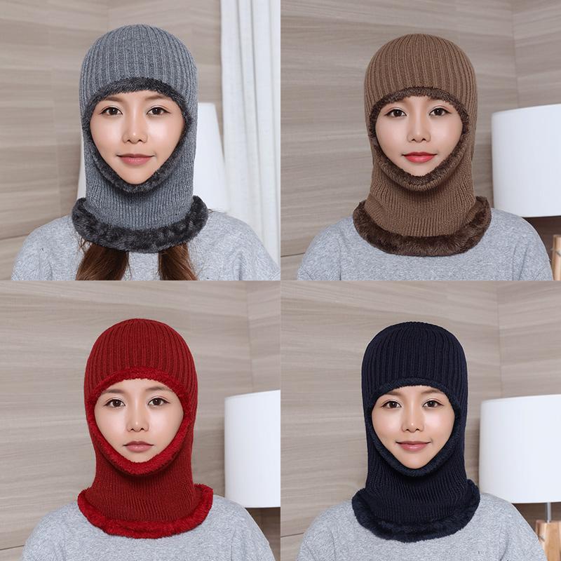

Autumn Winter Men's and Women's Casual Knitted Hat Sleeve Cap Add Velvet to Keep Warm Cycling Masked Comfortable Stretch Hats