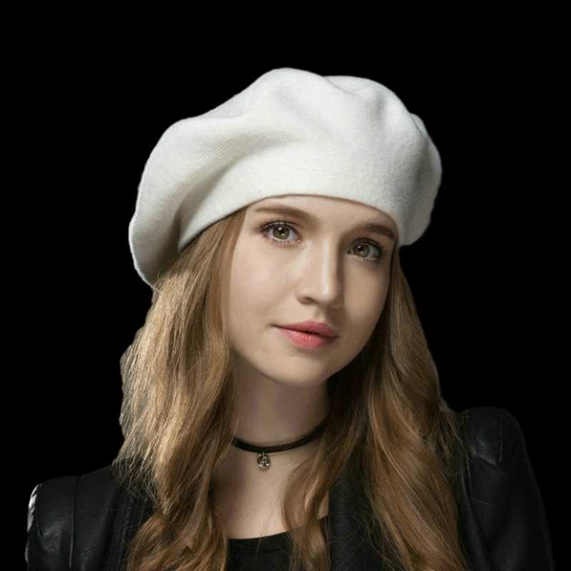 

2020 Vintage Winter Wool Berets Women Solid Hot Drilling Octagonal Hat Artist Ladies Berets High Street Headwear Korea Style Cap, White