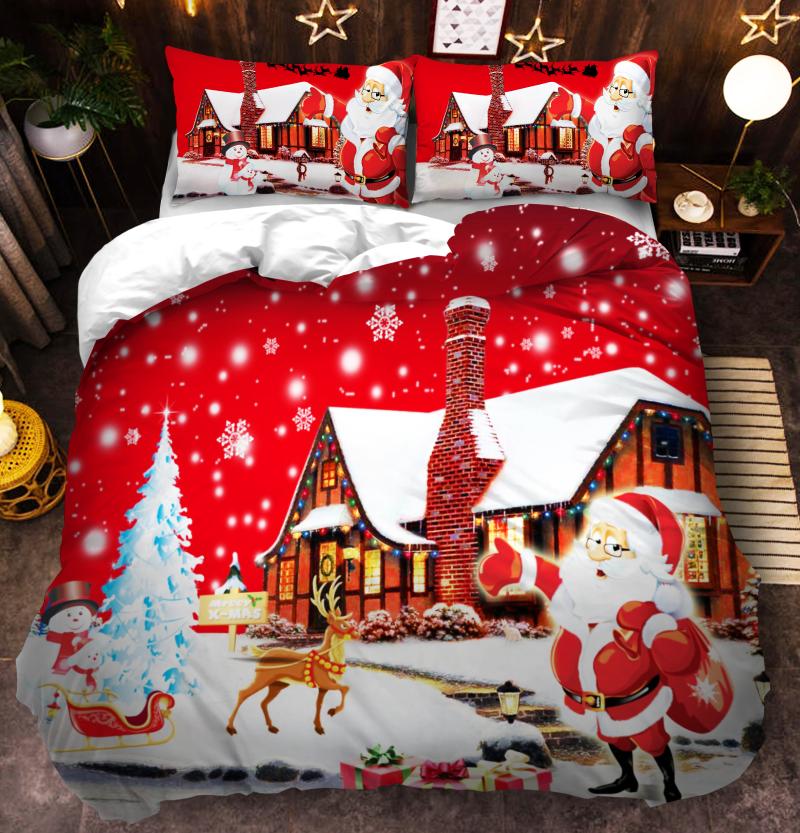 

3D Merry Christmas Bedding Set Print Duvet Cover Red Santa Claus Comforter Bed Set Gifts USA Size Queen King Size New Year, Ahl38x