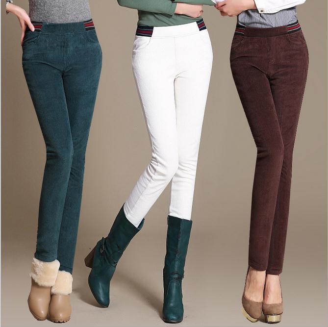 

Thick Trousers Addition to Skinny Winter Plus Size High-waisted Pants Nmhf, Black