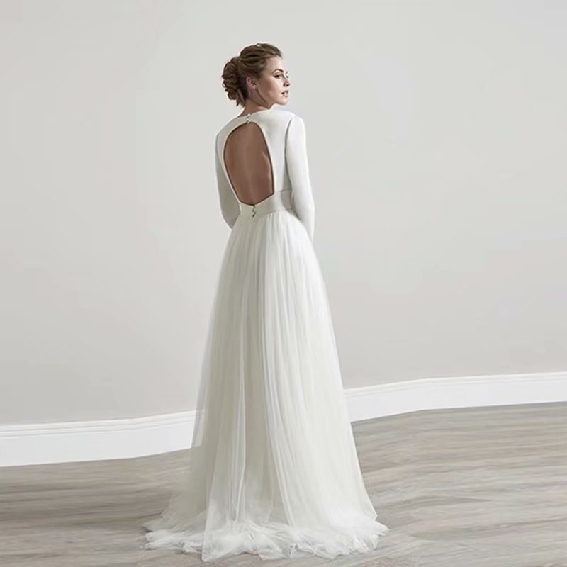 

2021 New Sexy Neckline on Long Sleeves Dressed As Bride a Soiree Robe Engaged to Be Fiesta Dresses L0U1, Same as the photos