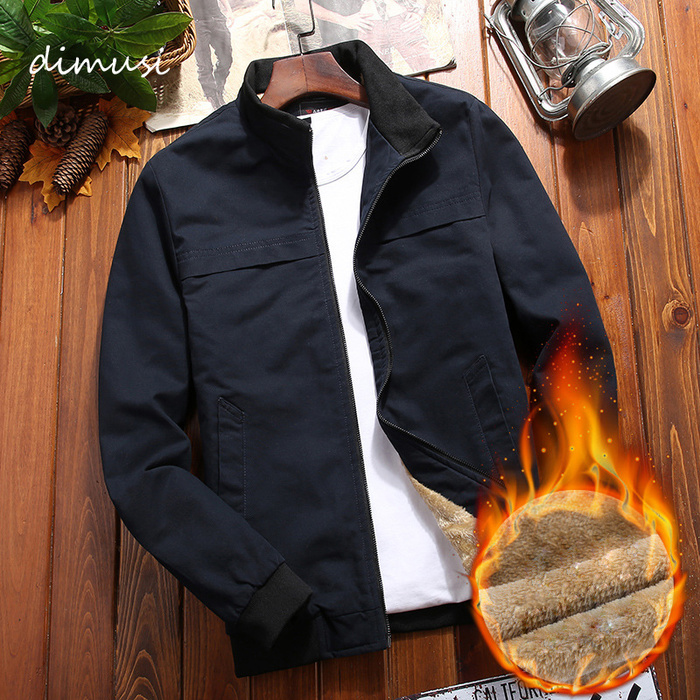

Winter Mens Bomber Jackets Casual Male Stand Collar Fleece Warm Windbreaker Jackets Men Army Military Coats Clothing 4XL, Dakr blue