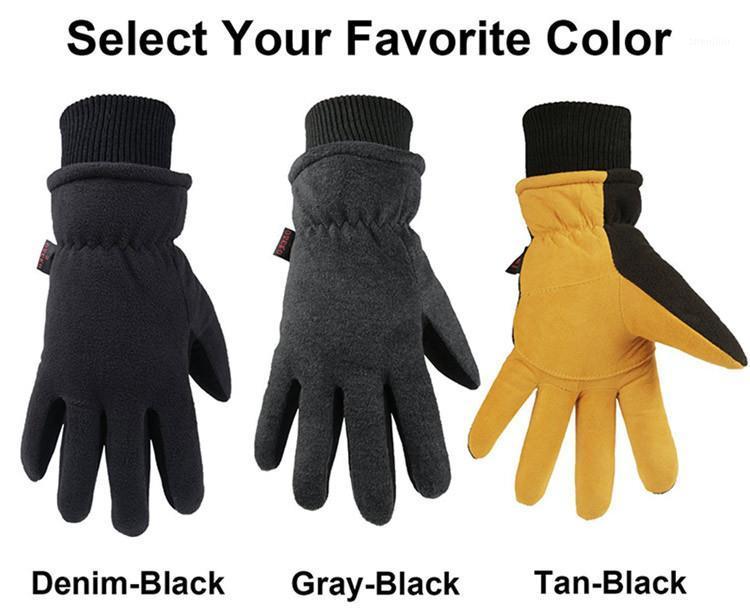 

NIGDESI Double-layer warm and cold-proof ski gloves winter wear-resistant cold anti-freeze gloves.1, Black tan