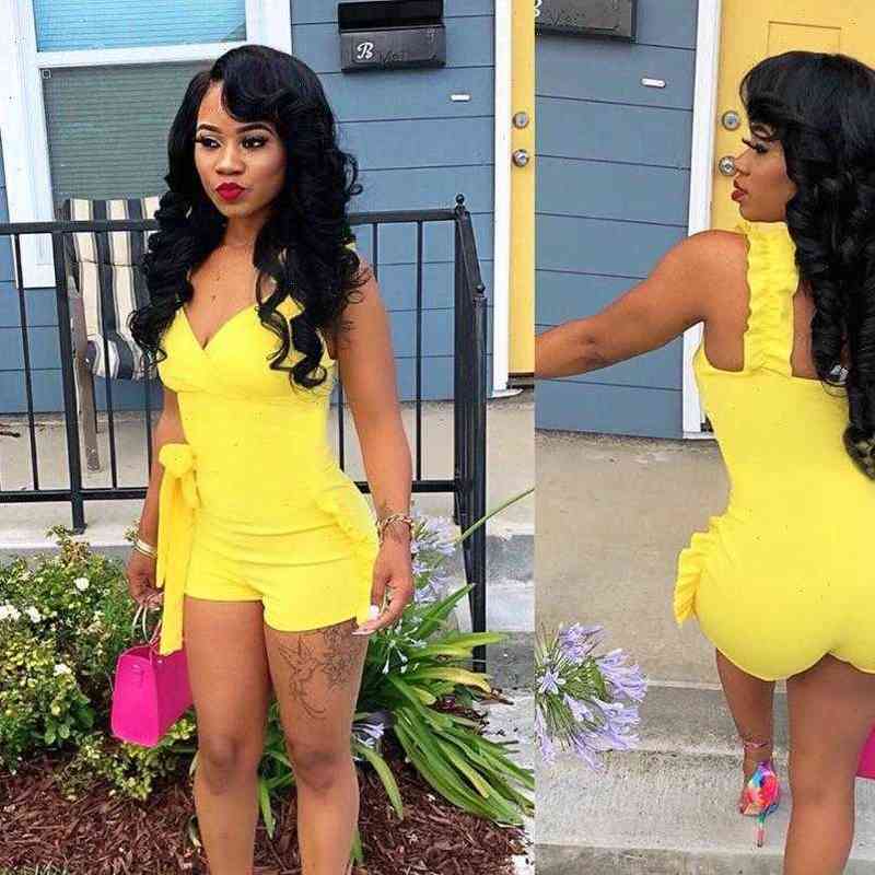 

fake two piece set tracksuits summer women crop high waist shorts 2pcs ruffles bow outfits ladies yellow slim matching clothes sets, Gray