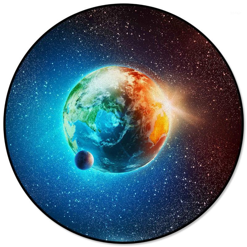 

Earth Universe Space And Stars Pattern Rugs and Carpets for Home Living Room Round Rug for Children Rooms Non-slip1, As pic