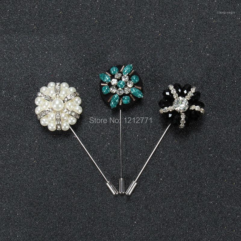 

Pins, Brooches Fashion Men Brooch Flower Lapel Pin 3cm Suit Boutonniere 3 Colors Button Broochers Beads Handmade, Gray