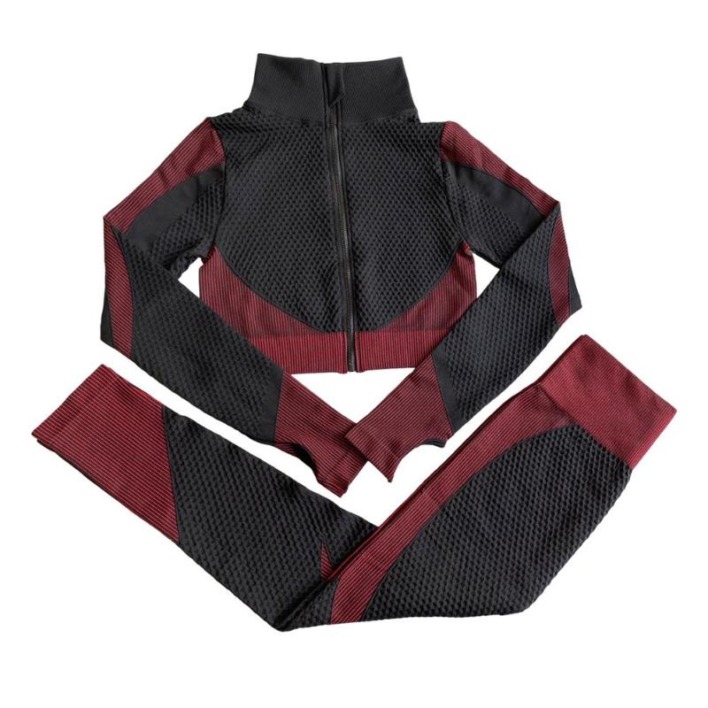 

Women' Seamless Yoga Set Long-sleeved T-shirt Yoga Wear Sports Fitness Bra Elastic Running Leggings Training Pants A006TP, Black blue pants