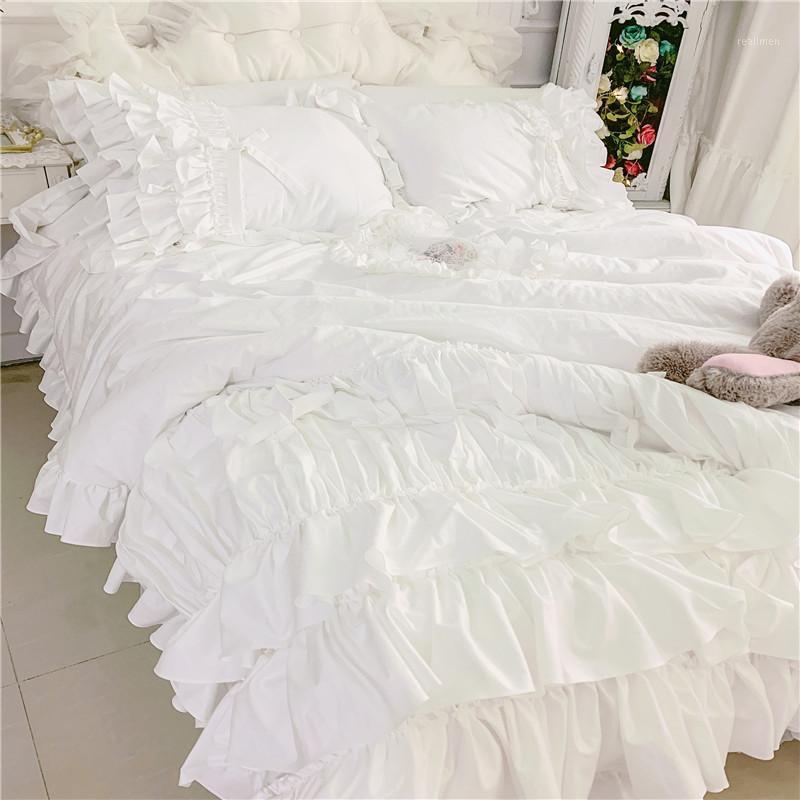 

Luxury Romantic lace design bedding set Princess duvet cover sets bedding for wedding bed linen set  size1, As pic