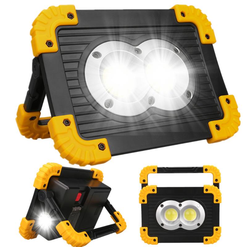 

20W Led Portable Spotlight COB Work Lamp Waterproof 3-Mode Emergency Lantern Rechargeable for Camping Light by 18650