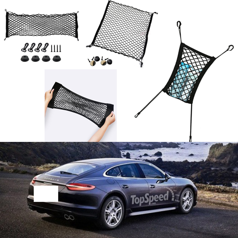 

For Porsche Pajun Model Auto Car Black Rear Trunk Cargo Baggage Organizer Storage Nylon Plain Vertical Seat Net