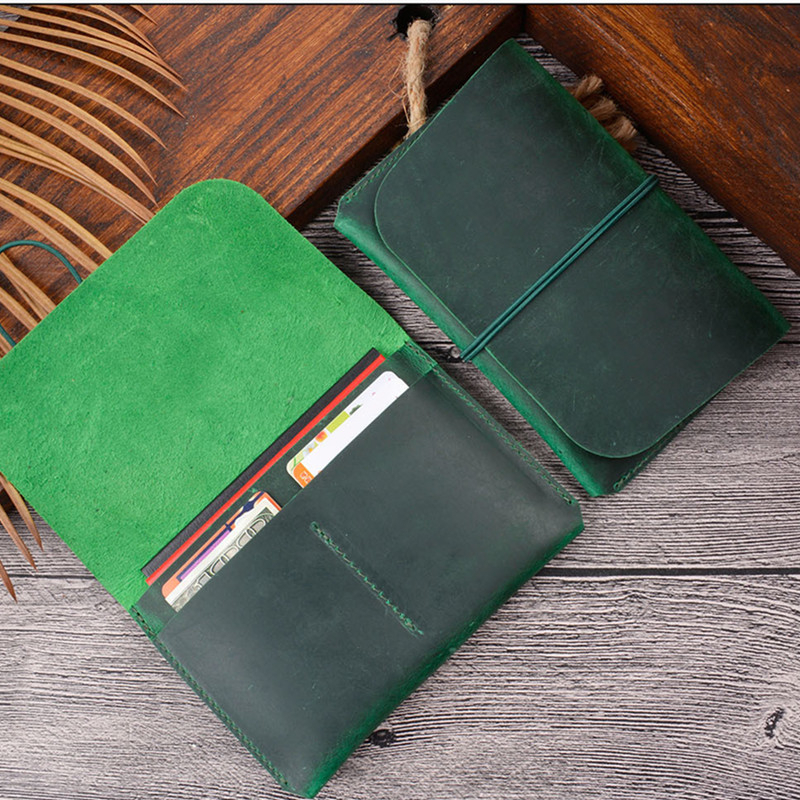 

Men's Pocket Coin Mini-holders Passport Card Holders Cardboard Cow Leather Bags Genuine Pull-up of Handmade E8bo, Green