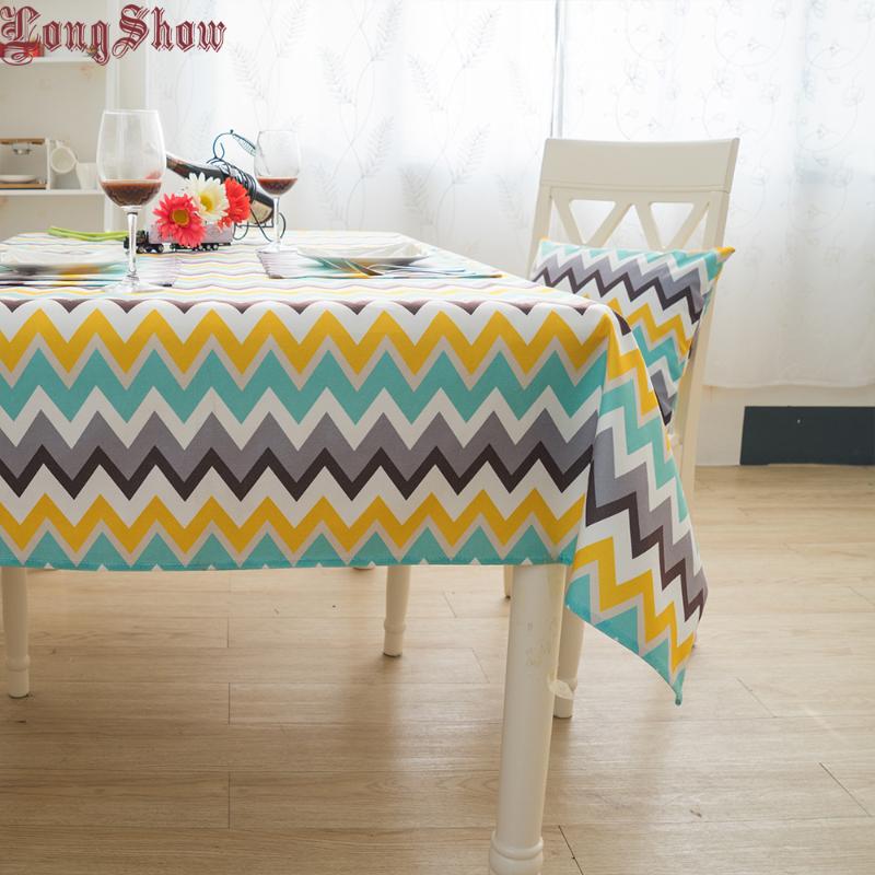 

Light Blue Color Modern Geometric Style Cotton Linen Christmas Home Decorative Tablecloth Cabinet Cover, Light blue wave