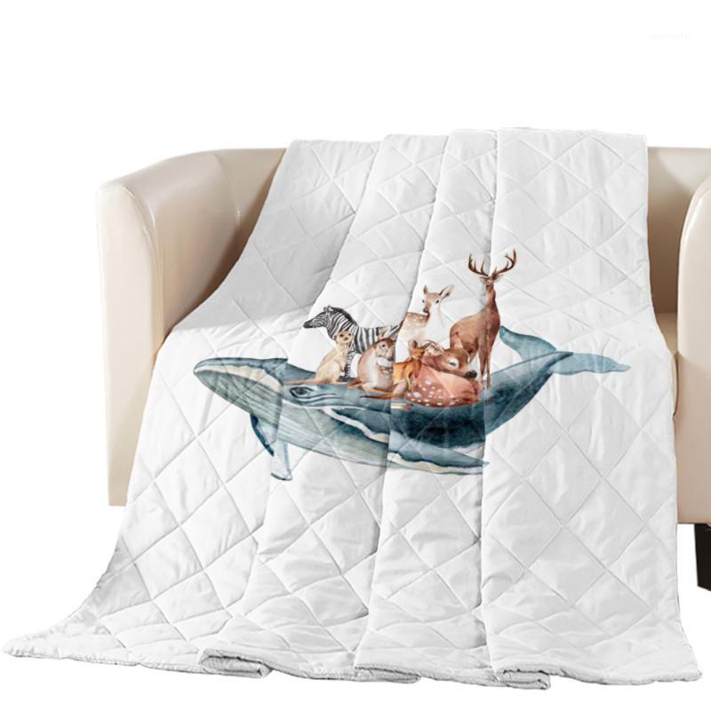 

Animal Whale Deer Zebra White Summer Quilt Personalized Air Conditioning Comforter Throw Blanket Soft Print Bed Cover Bedspread1, As pic