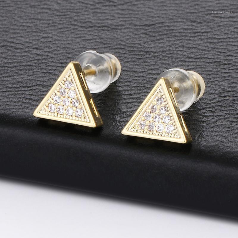 

Stud Gold Silver Color Triangle Earrings Copper Zircon Stone Eyes Shaped For Women Personality Oorbellen Ear Jewelry1