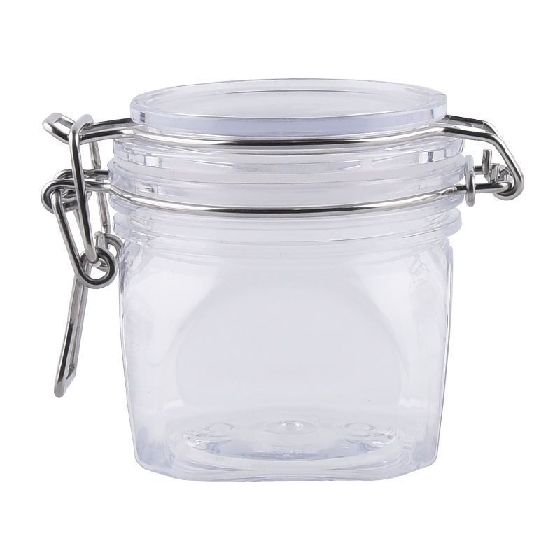 

120ML/220ML/380ML PET Cream Mask Storage Bottle with Airtight Seal Lid Round Clip Top Food Container Jars for Home Kitchen