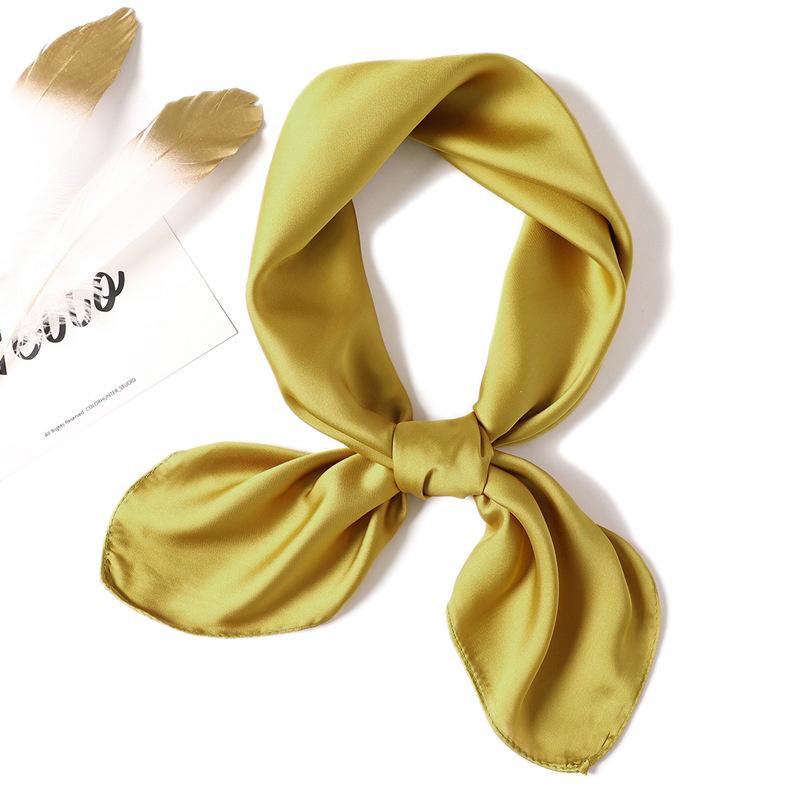

2020 New Silk Square Scarf Pure Color Fashion Wild Decoration Small Scarf Stewardess Professional Silk 70X70CM WJ58