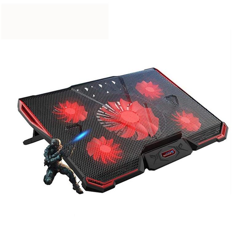

5 fans laptop cooling pad 15.6 17 inch stand high quality laptop cooler with 2 usb adjustable notebook cooler with LED light 17