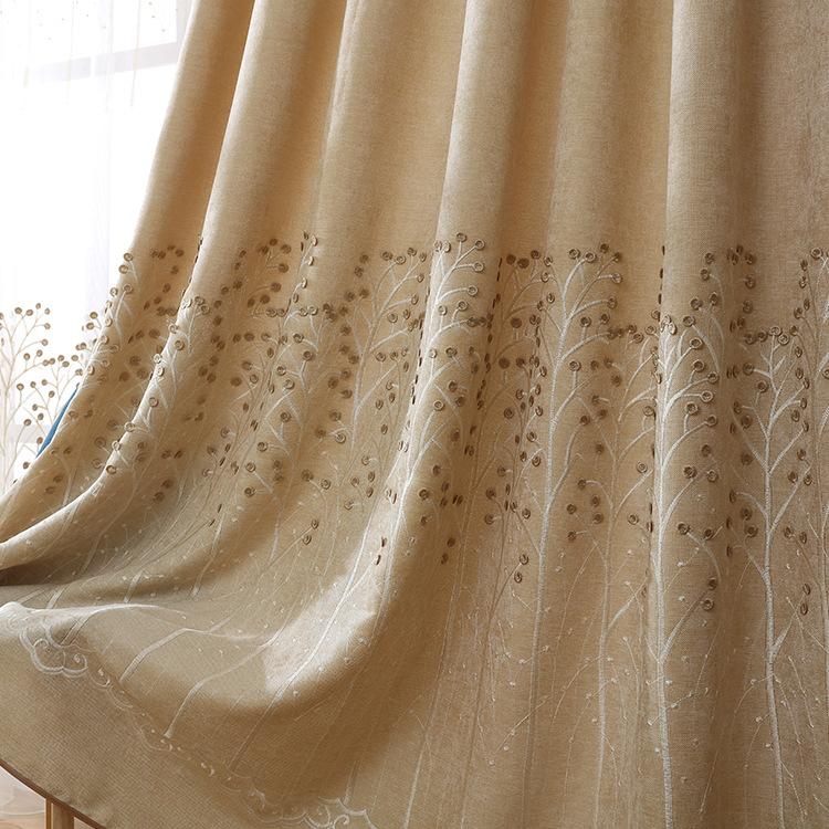 

Simple Chenille Embroidery Shade Curtains for Living Dining Room Bedroom, Tulle