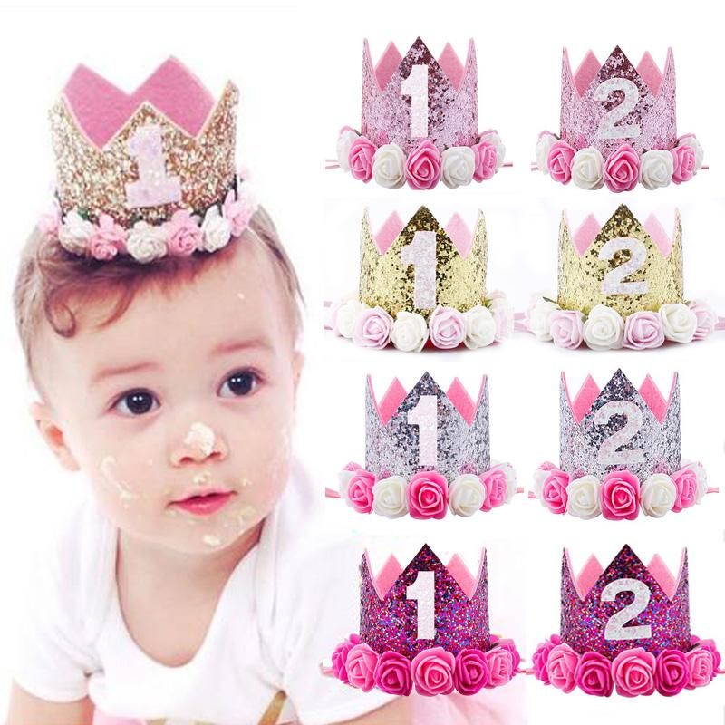 

1Pc Birthday Hats Decor Cap One First Birthday Hat Princess Crown 1st 2nd Year Old Number Party Decorations Kids
