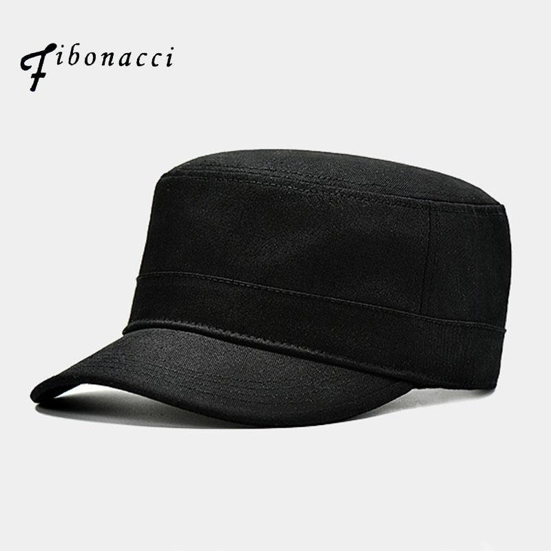 

Wide Brim Hats Fibonacci High Quality Black Cap Cotton Flat Top Men Tactical Army Hat1