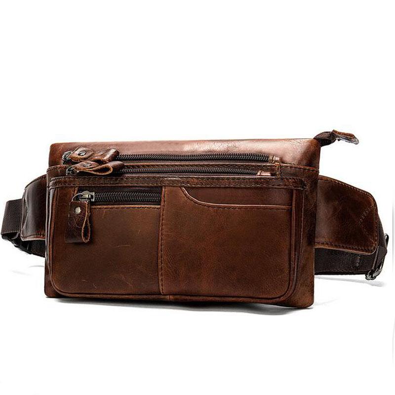 

Men Fanny Pack Genuine Leather for Men Waist Bag Money/Phone Belt Bag Hip Bum Waist Pack Travel Pouch Bags Purse, Brown