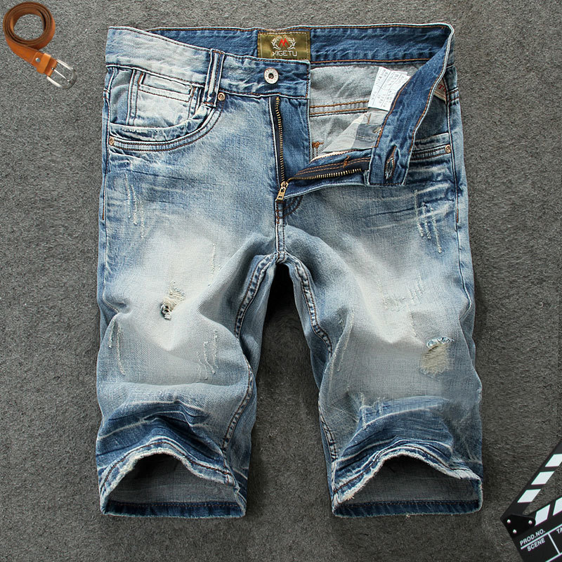 

2021 New New High-quality Men's Fashions Blue Cotton Classic Short Pants Denim Shorts Xle5