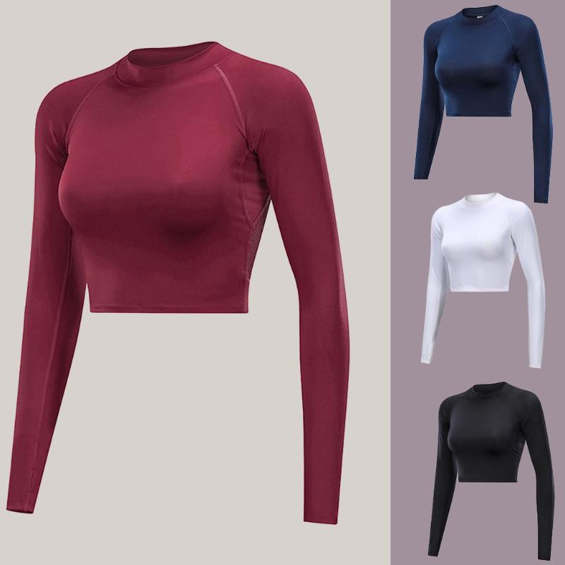 

Quick-drying Fitness Women's Pure Color Long Sleeve Tight Fitness Running Yoga Jacket Tops Women Short Sleeve Female Tops #FP, Black