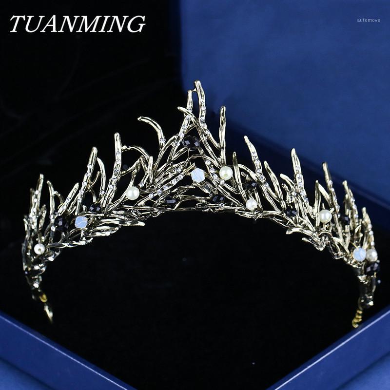 

Vintage Bride Tiaras Wedding Hair Jewelry Flame Shape Crown For Bride Handmade Pearl Accessories Wedding Crown1