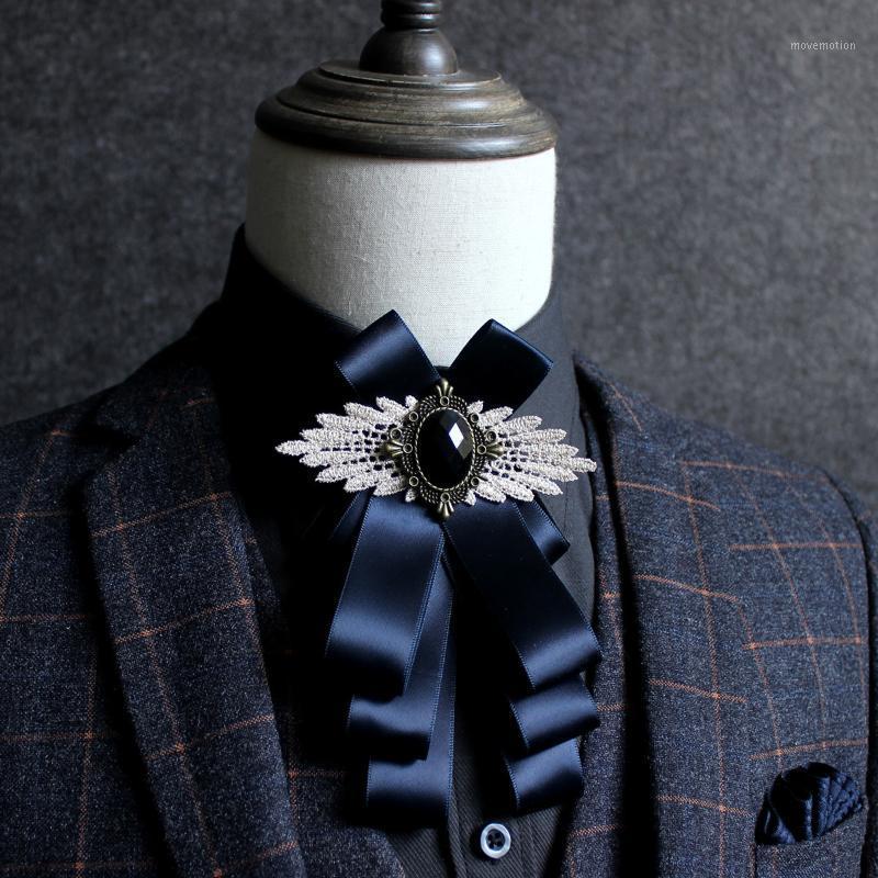 

British Men Women Wedding Business Club Party Floral Bowtie Cravat New Groom Blue Alloy Rhinestone Crystal Flower Ribbon Bow Tie1