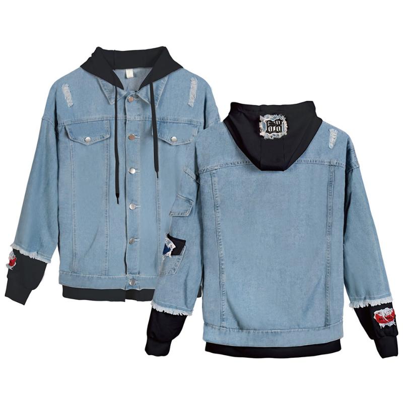 

Cotton solid color to map custom 2D Diverse creative style Fashion Denim Jacket Women Spring And Autumn Casual Coat, As shown