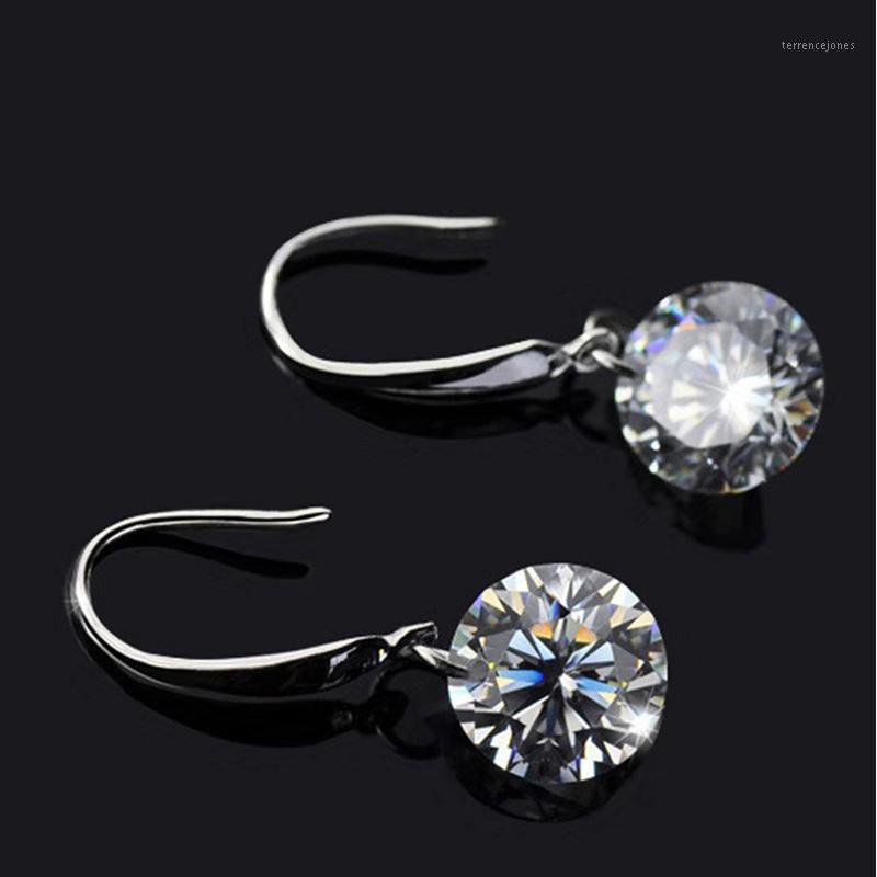 

Dangle & Chandelier 925 Sterling Silver Woman Cubic Zirconia Drop Earrings Shiny Rhinestone Crystal A Zircon CZ Style Eardrop1