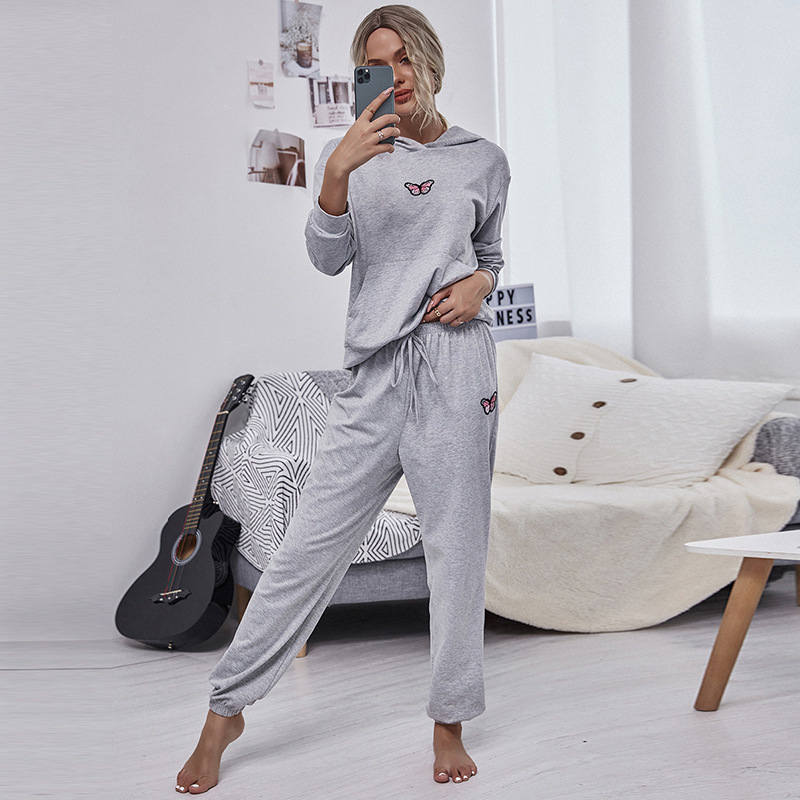 

2020 New Casual Fashion with hoodie Loose sports Wear a sweater vest and sweatpants two-piece suit for the female winter, Gray