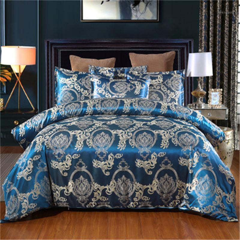 

Satin Jacquard 2/3 pcs Set 2020 New Arrival Bedding Set Classcial Pattern Style Quilt Cover and Pillowcase Cover1, Hy-8878-1