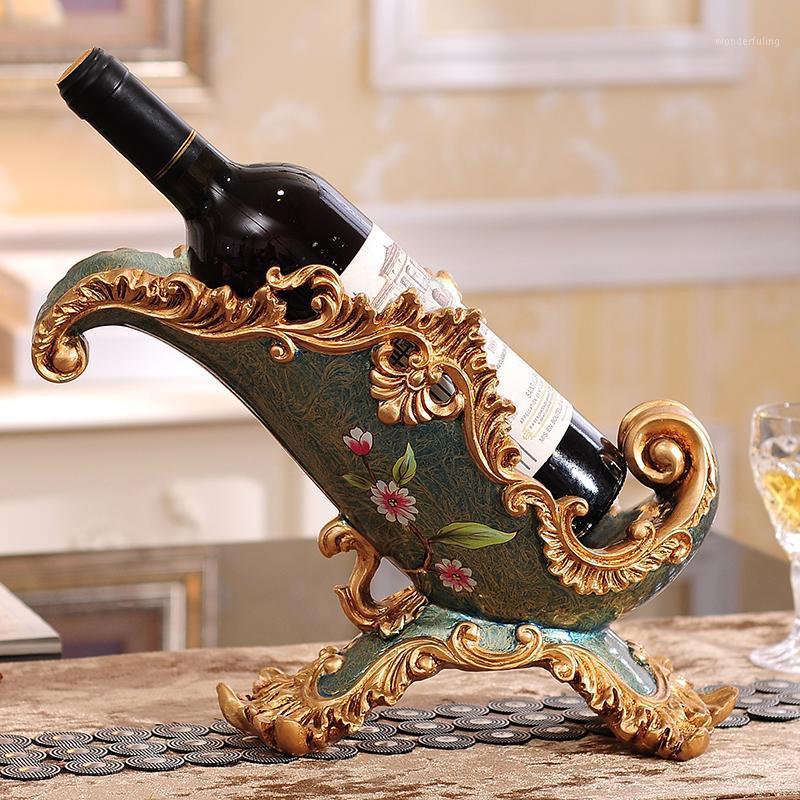 

Europe Wine Rack Retro Ornament Home Livingroom Resin Wine Holder Tray Creative Desktop BottleStand Decoration1