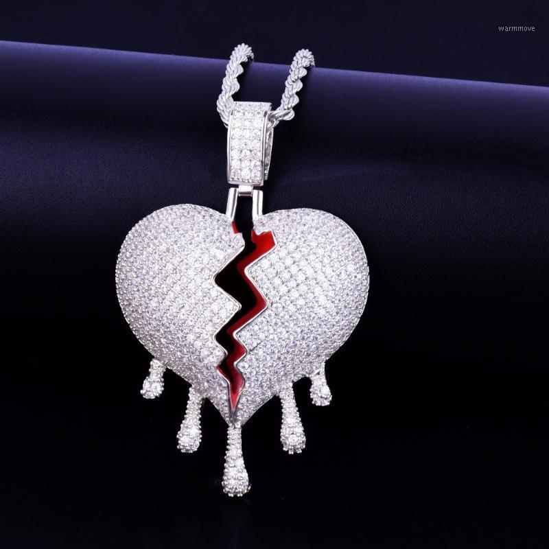 

Cubic Zircon Broken Heart Pendant Necklaces Women Men Hip Hop Jewelry Fashion Iced Out Full Rhinestone Statement Necklace1