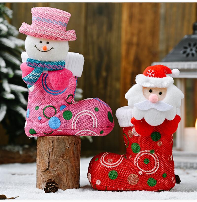 

Funny Christmas Candy Boot Ornaments, Cartoon Bright Cloth Shoes Christmas Decoration Supplies for Home Hotel Shopping Mall