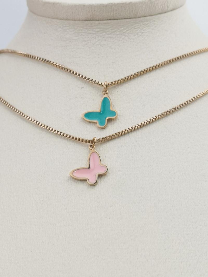 

Colour Butterfly 2020 fashion popular electrocardiogram pendant necklace women love shape necklace jewelry steel accessories