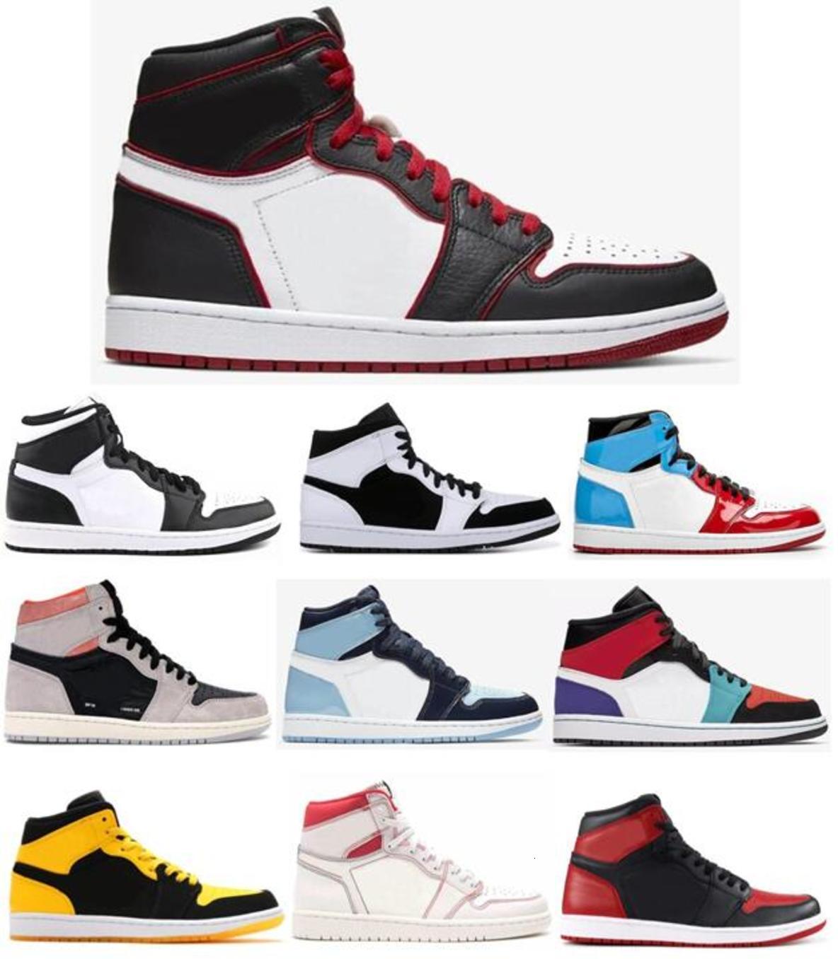 

New 1s Bloodline Panda Phantom Sail Red Neutral Grey Crimson Multicolor Shoes Men 1 UNC Blue Chill New Love Sneakers With Box, Panda white