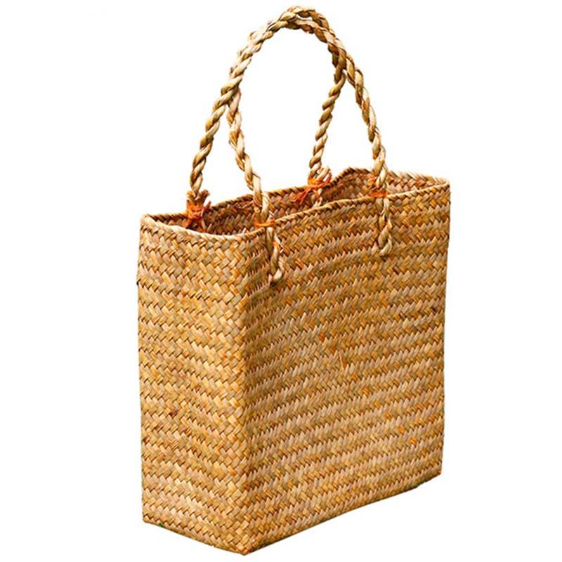

Fashion Straw Summer Women Beach Handbags Female Flap Handbags Designer Lady Retro Rattan Handmade Tote Bag, Yellow